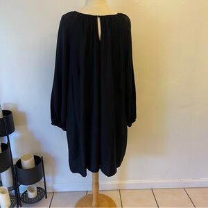 A New Day Women Plus Size 4X Lagenlook Dress Black Long Sleeve Pockets Pullover